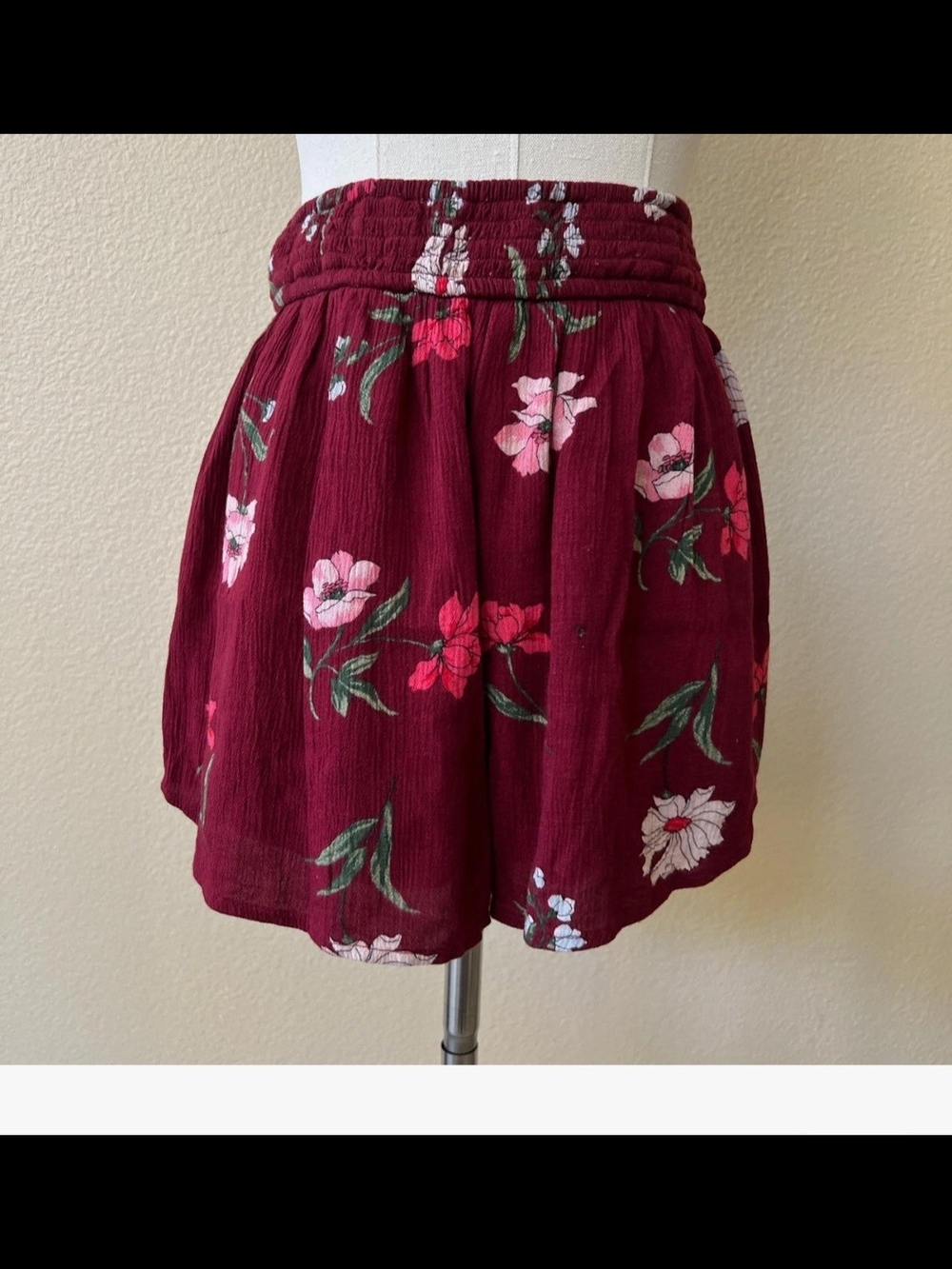 Hollister Burgundy Floral Shorts